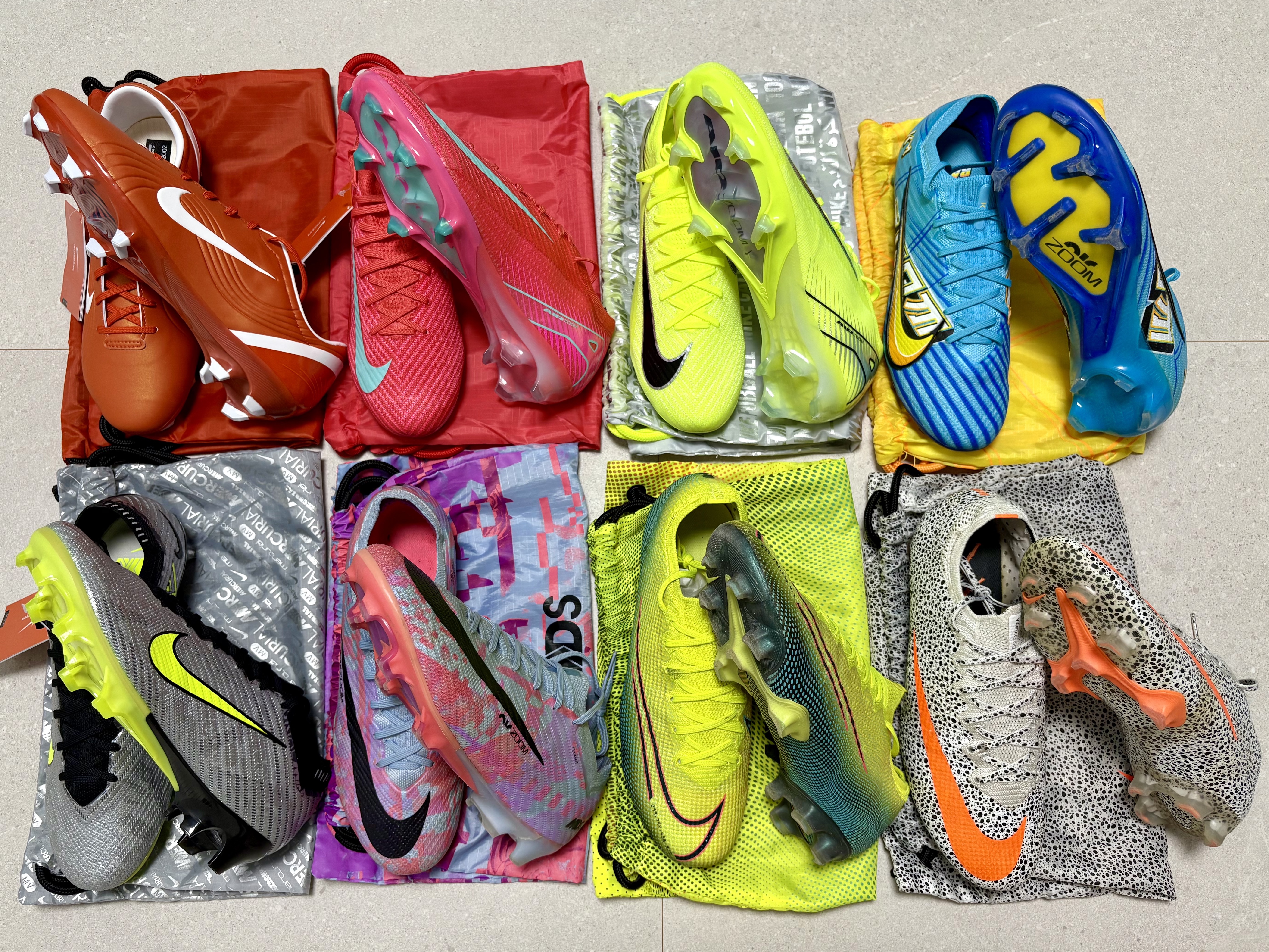 Nike Zoom Mercurial Vapor 1 RGN SE FG Shock Orange White, Nike Zoom Mercurial Dream Speed Vapor 15 Elite FG Cobalt Bliss 착용 스타일 - 2