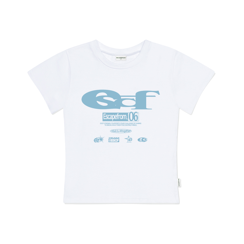 이스케이프프롬 ESCF 로고 콜라주 프린트 슬림핏 반팔티 블랙