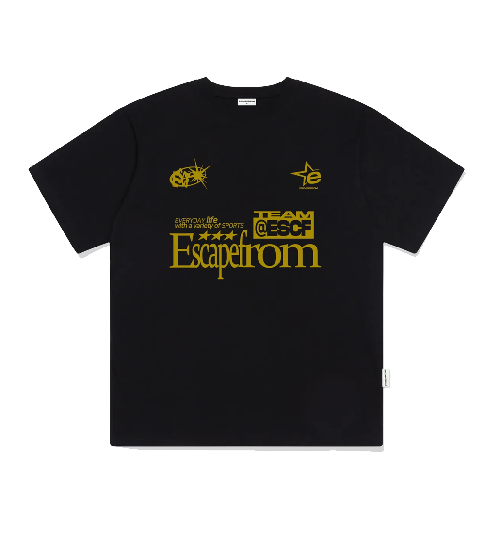 E251OTS110BK Escapefrom ESCF Sports Printed Over Fit Short Sleeve Black