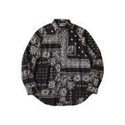 Kapital Rat Brand Bandana Patchwork Pattern Raglan Shirt in Gauze Black