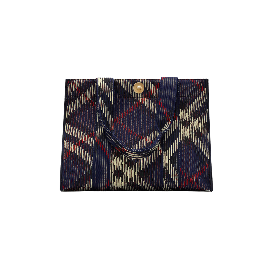 8102523 Burberry Small Check Knitted Tote Marine