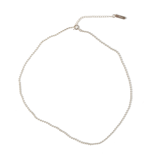 DJ25N02-1 December Ten Ball Chain Necklace Sterling Silver