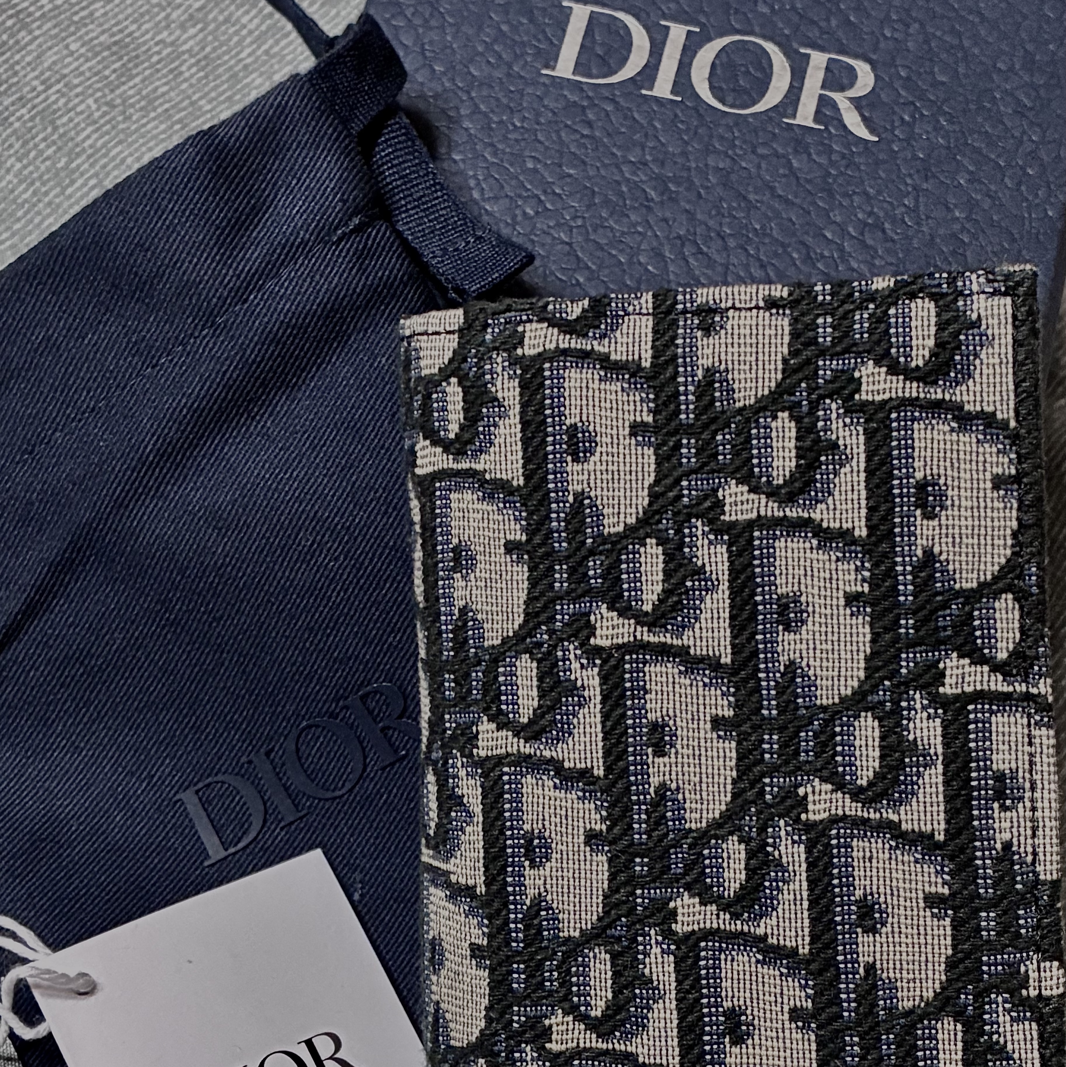 Dior Bi-Fold Card Holder Beige & Black Dior Oblique Jacquard 착용 스타일