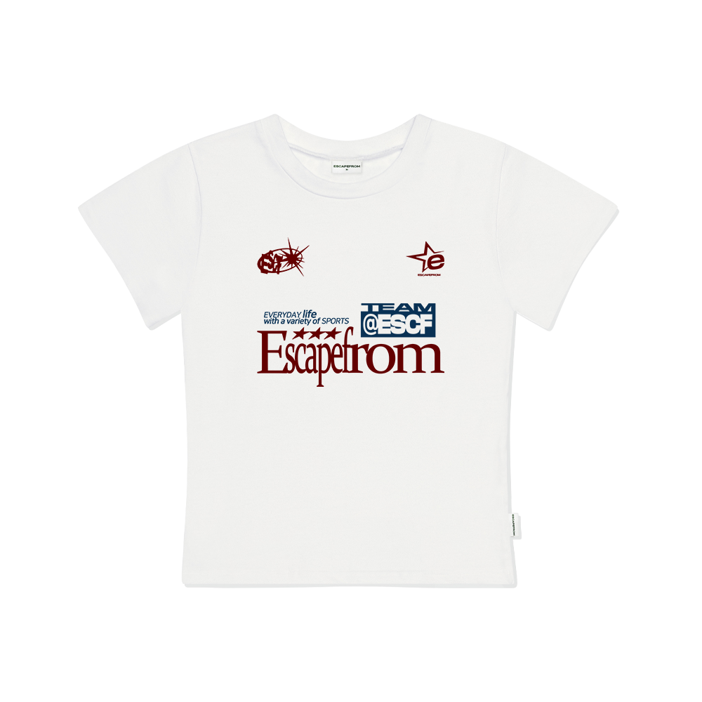 E251STS013IV Escapefrom ESCF Sports Printed Slim Fit Short Sleeve Ivory