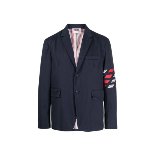 Thom Browne Cotton 4-Bar Unconstructed Single Jacket Navy