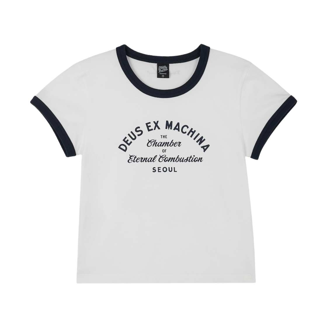 D252WTS030-010 (W) Deus Ex Machina Script Address Ringer T-Shirt White