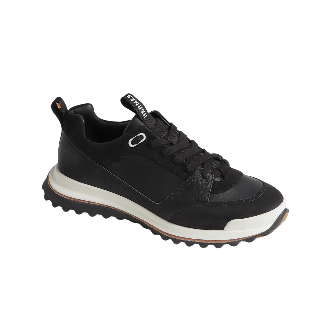 H252864ZH01 Hermes Leader Sneakers Epsom Suede Goatskin & Noir
