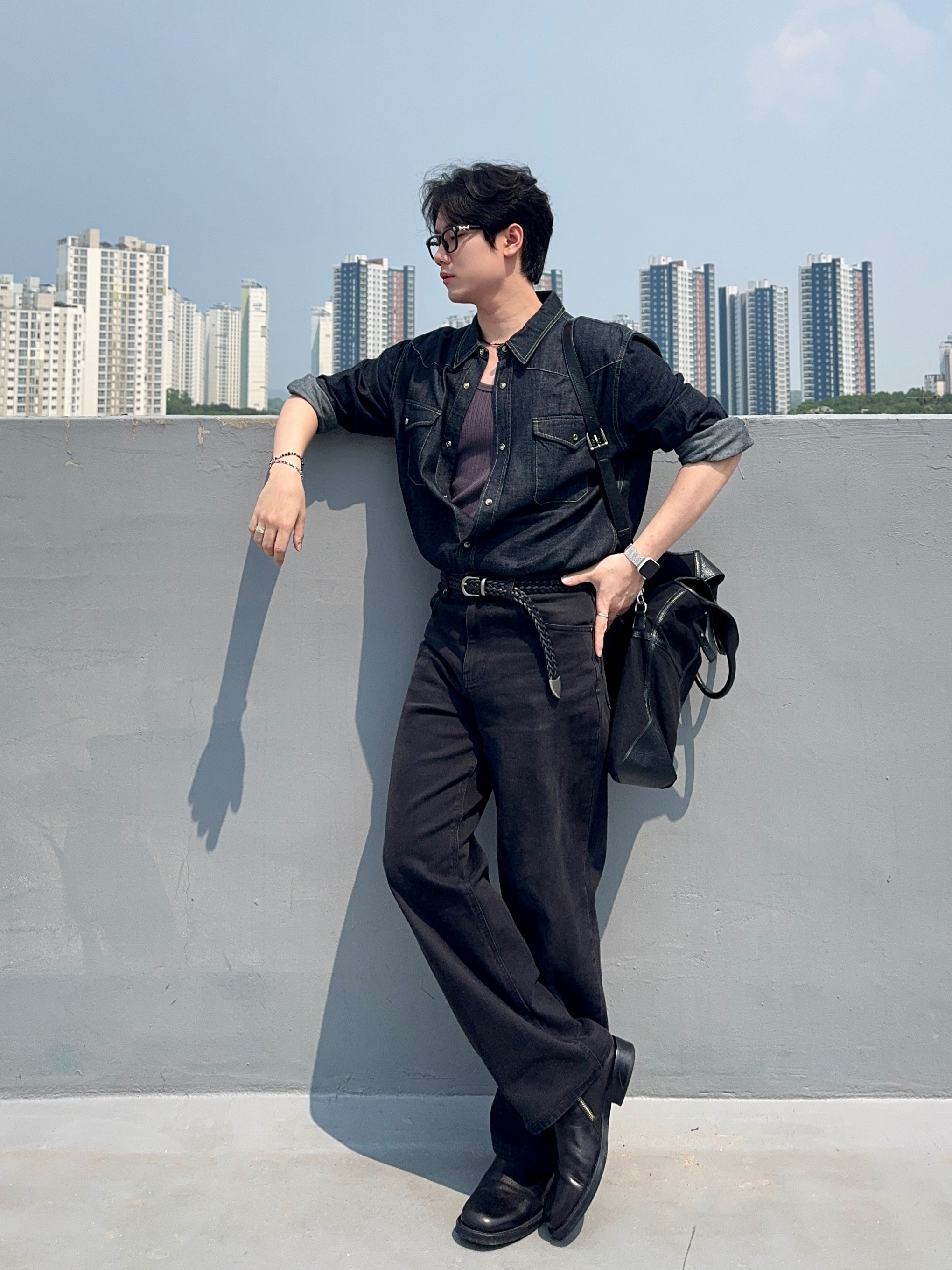 Scudo Garden Karen Beads Bracelet Black, Scudo Signature Link Bracelet Slim 착용 스타일 - 2