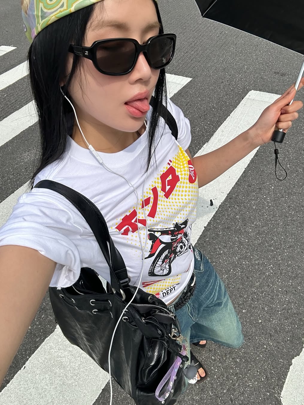 Honda Anime CT 125 Short Sleeve White, Honda Wing Logo Carpenter Bermuda Pants Blue 착용 스타일 - 1