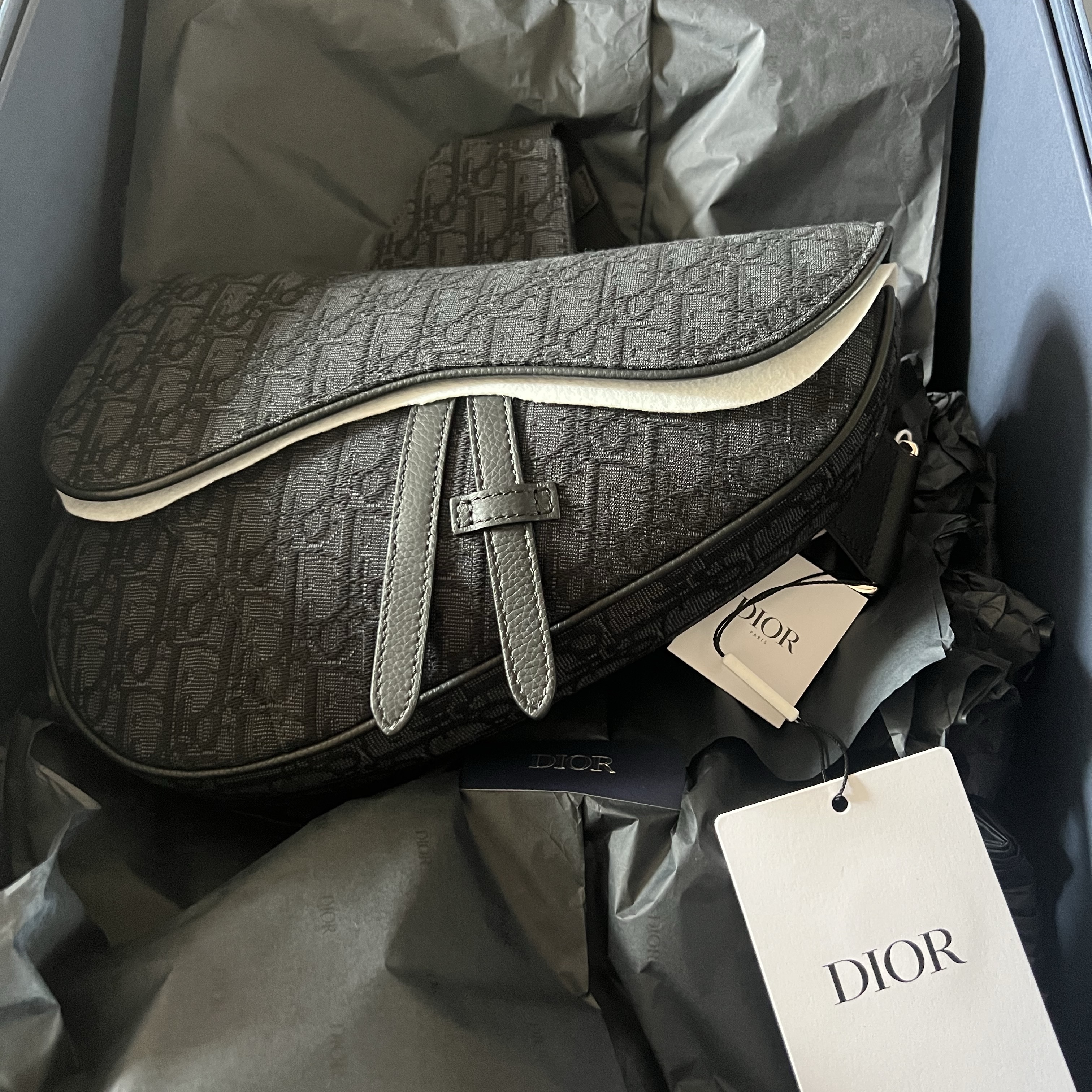 Dior Saddle Bag Black Dior Oblique Jacquard 착용 스타일 - 2