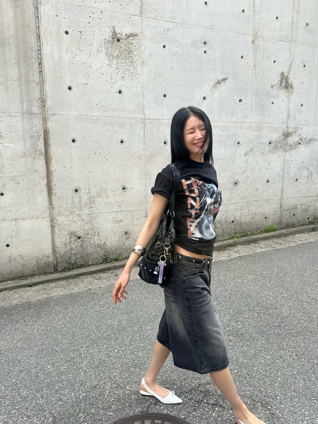 Honda Lighting Hunter Cub Short Sleeve Black, Honda Wing Logo Carpenter Bermuda Pants Charcoal 착용 스타일 - 1
