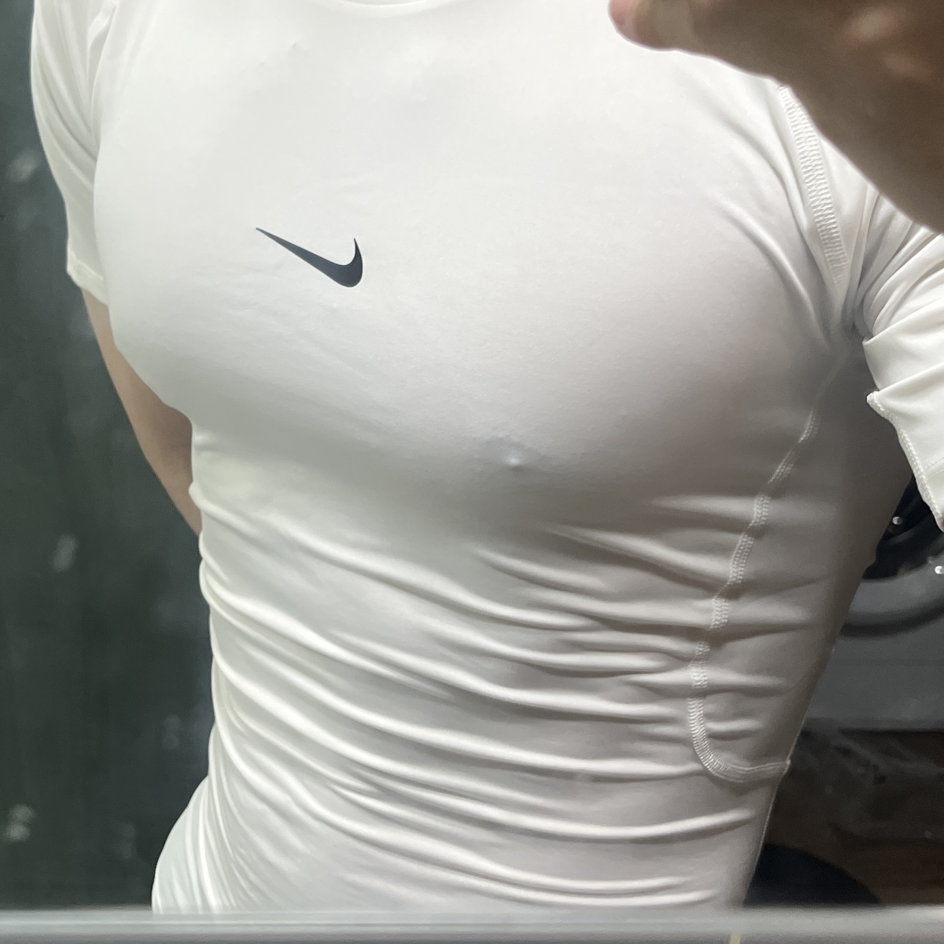 Nike Pro Dri-Fit Tight Short Sleeve Fitness Top White - Asia 착용 스타일