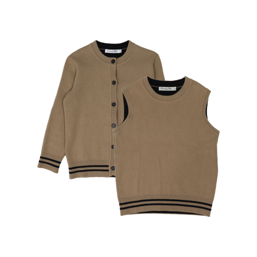 ITJB3FLLPD26 DIOR J’ADIOR 8 Signature Knit Cardigan Twinset in Beige