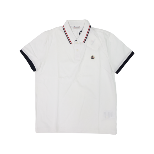 ITP6EW5M6CMJ MONCLER Logo Patch Polo Shirt in Cotton White