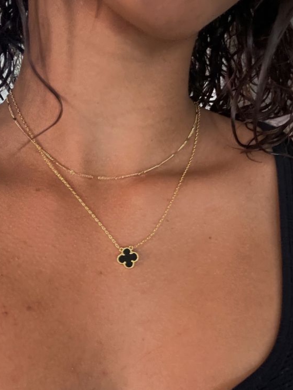 (W) Van Cleef & Arpels Vintage Alhambra Pendant Yellow Gold Onyx, (W) Van Cleef & Arpels Vintage Alhambra Long Necklace 20 Motifs White Gold Diamond 착용 스타일 - 9