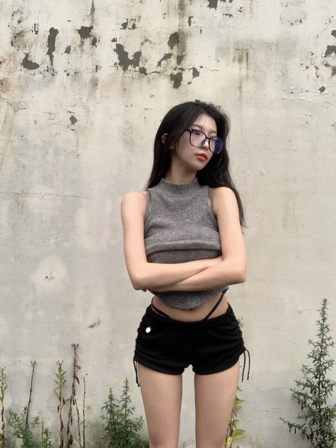 Don't Ask My Plan Shirring String Microshorts - Black 착용 스타일 - 4