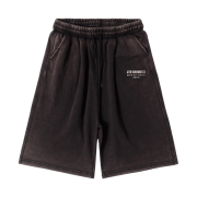 QT8 GARMENTS AQ Washed Wide Bermuda Sweat Shorts Black