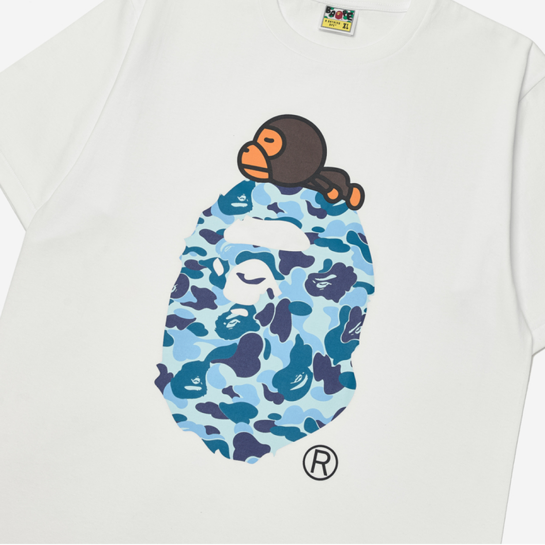 - BAPE ABC Camo Milo on Big Ape T-Shirt White Blue - #3