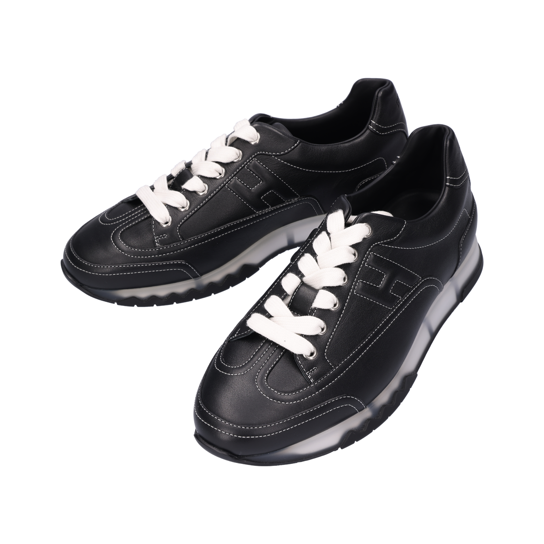 IT322N92JQQN HERMES Trail Sneakers in Calfskin Noir Size 40 - #5