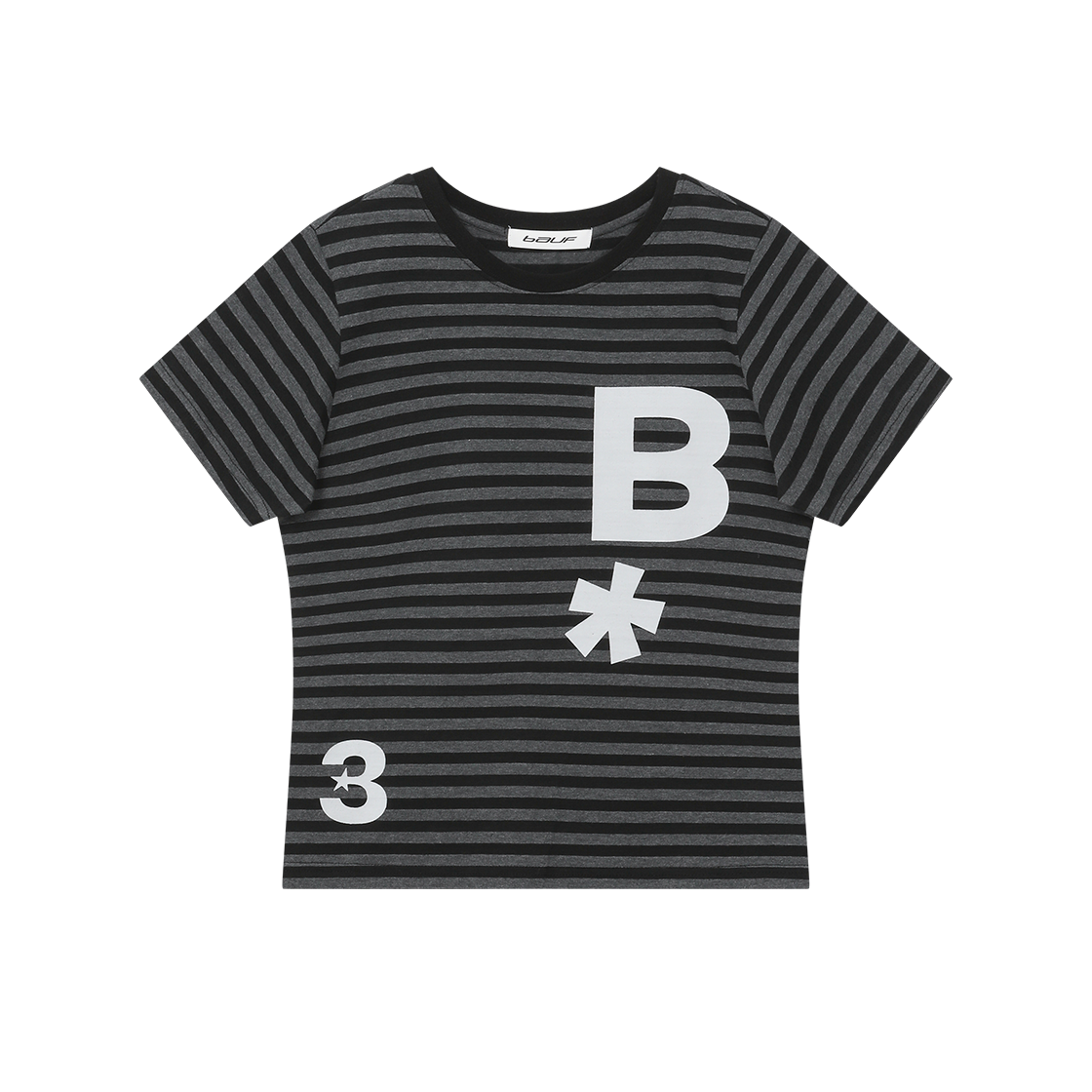 BT25SS-WSTP8 BAUF B logo slim fit t-shirt stripe black