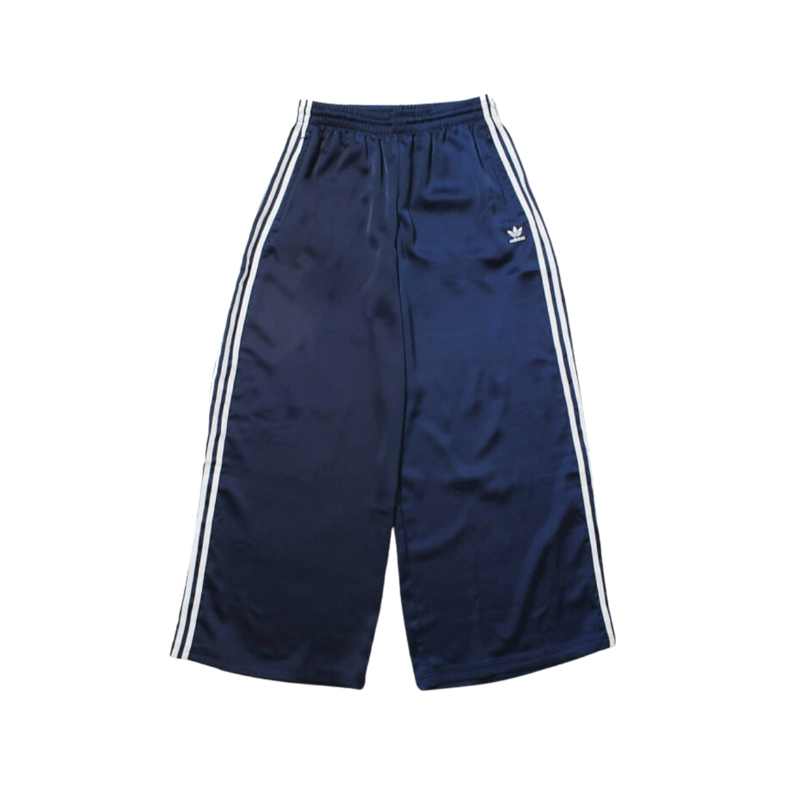 (W) 아디다스 오리지널스 아디컬러 사틴 와이드 레그 트랙 팬츠 나이트 인디고 - KR 사이즈((W) Adidas Originals Adicolor Satin Wide Leg Track Pants Night Indigo - KR Sizing)
