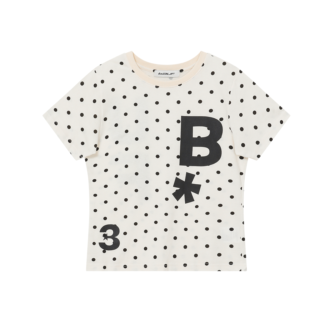 BT25SS-WDWH8 BAUF B logo slim fit t-shirt dot ivory