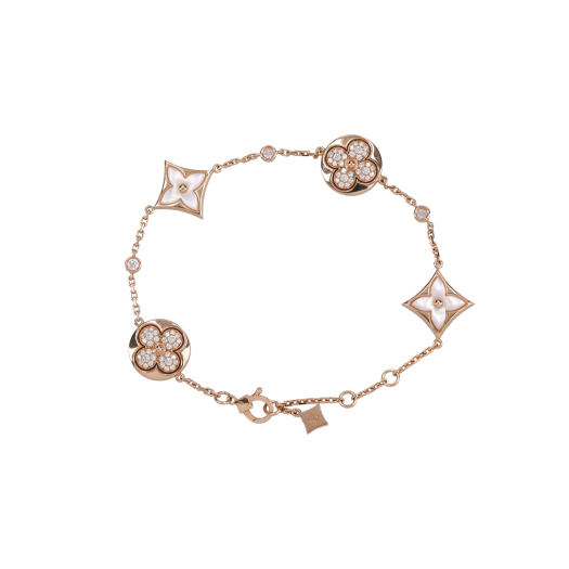 IT3OUL3PS8KK LOUIS VUITTON Star and Sun BB Multi-Motif Bracelet in 18K Pink Gold with White Mother-of-Pearl and Diamonds