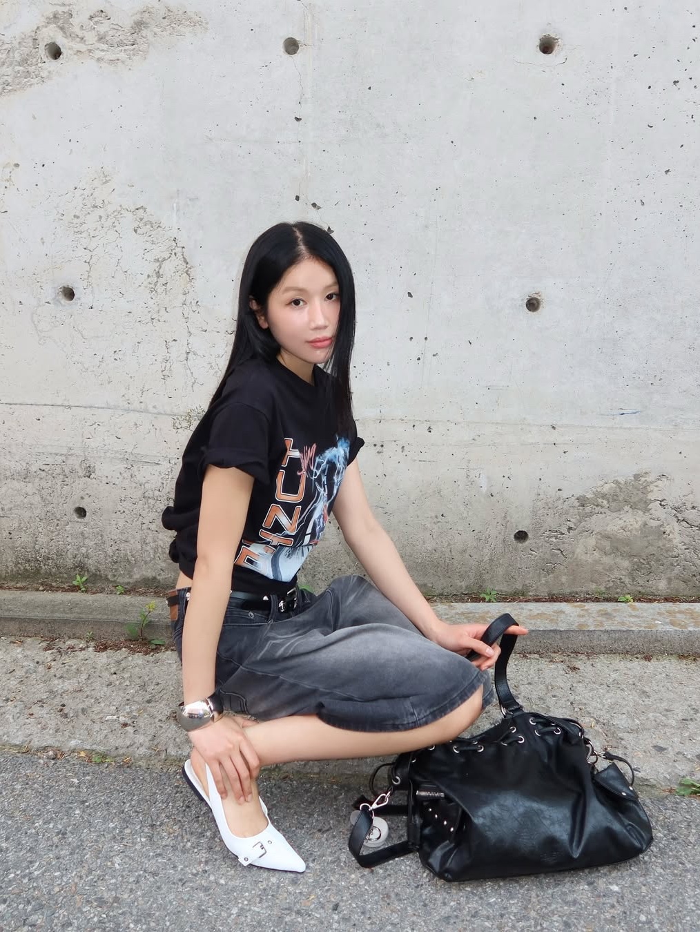 Honda Lighting Hunter Cub Short Sleeve Black, Honda Wing Logo Carpenter Bermuda Pants Charcoal 착용 스타일 - 3