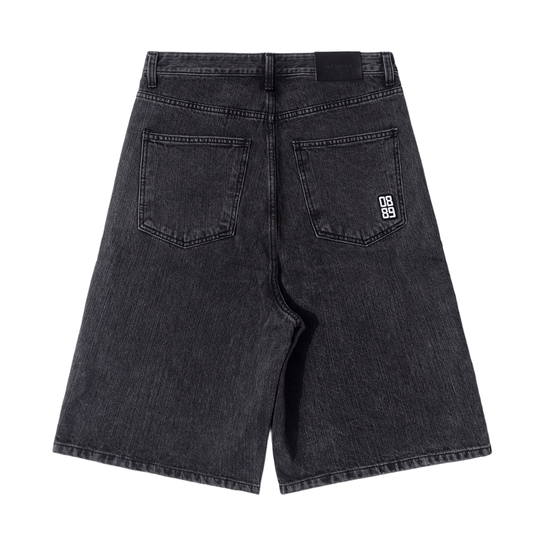 Q5MMST005BLK QT8 GARMENTS Chain Denim Wide Bermuda Shorts Black - #2