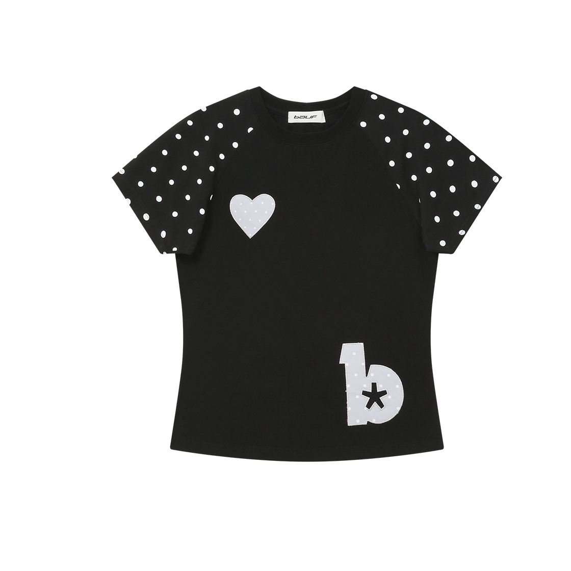 BT25HS-WDBK1 BAUF Angel Wing Slim Fit T-Shirt Dot Black