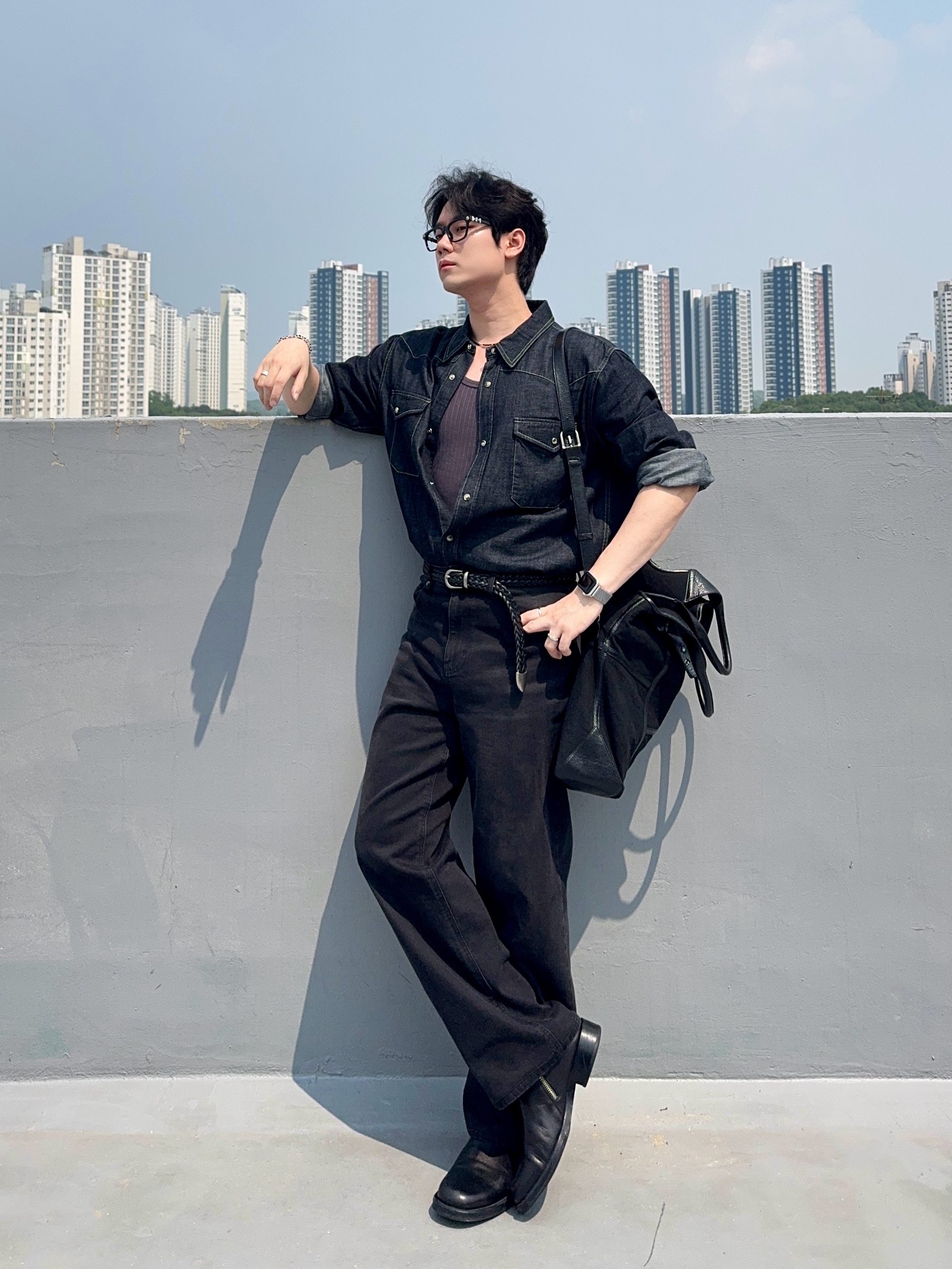 Scudo Garden Karen Beads Bracelet Black, Scudo Signature Link Bracelet Slim 착용 스타일 - 4
