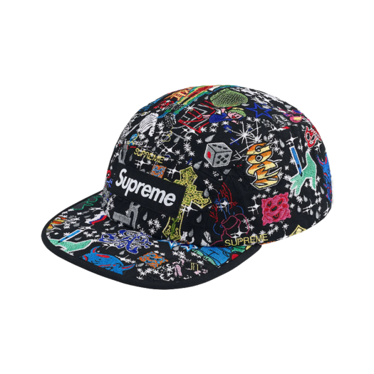 - Supreme AOI Embroidered Camp Cap Black - 25SS
