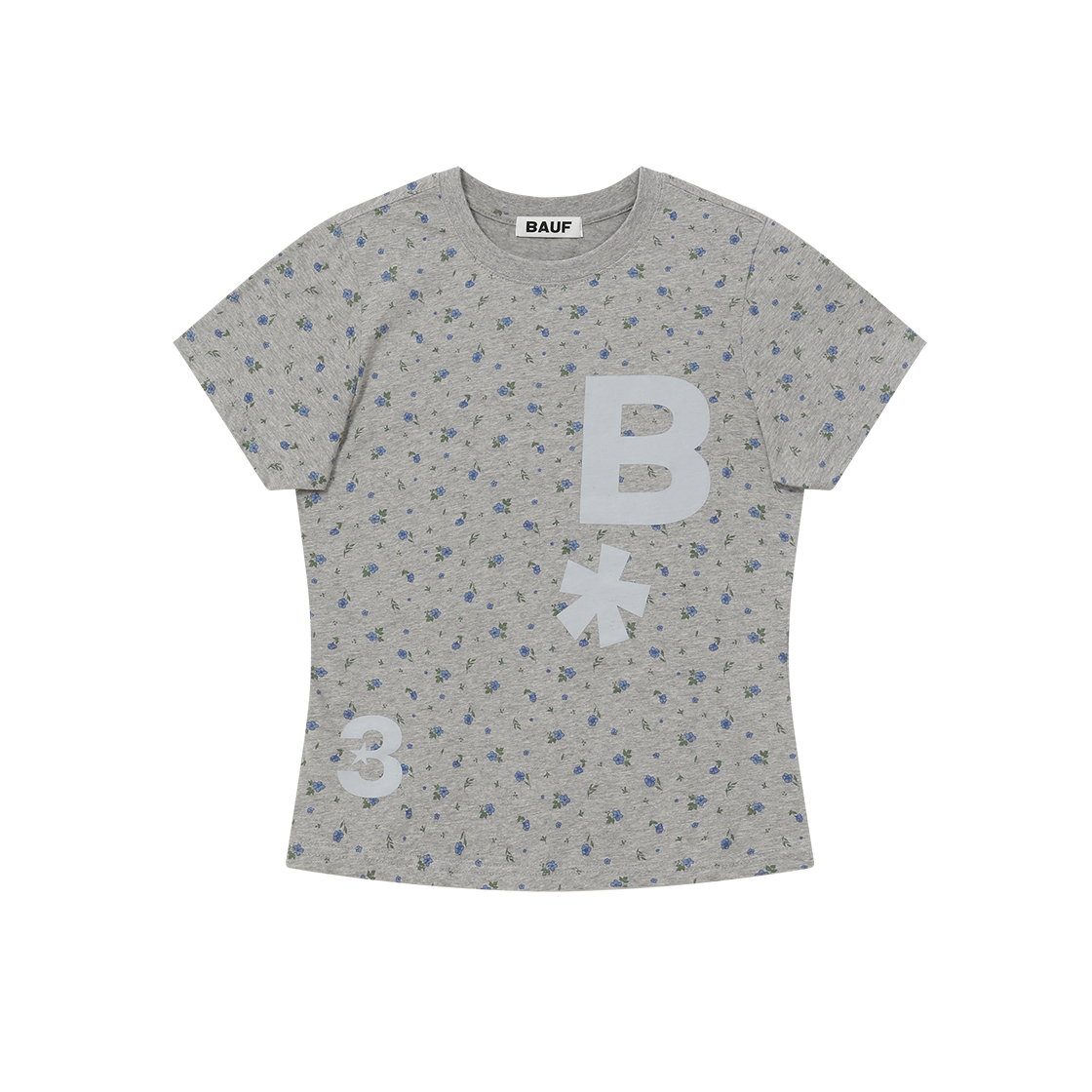 BT25HS-WFGR8 BAUF B Logo Slim Fit T-Shirt Flower Gray
