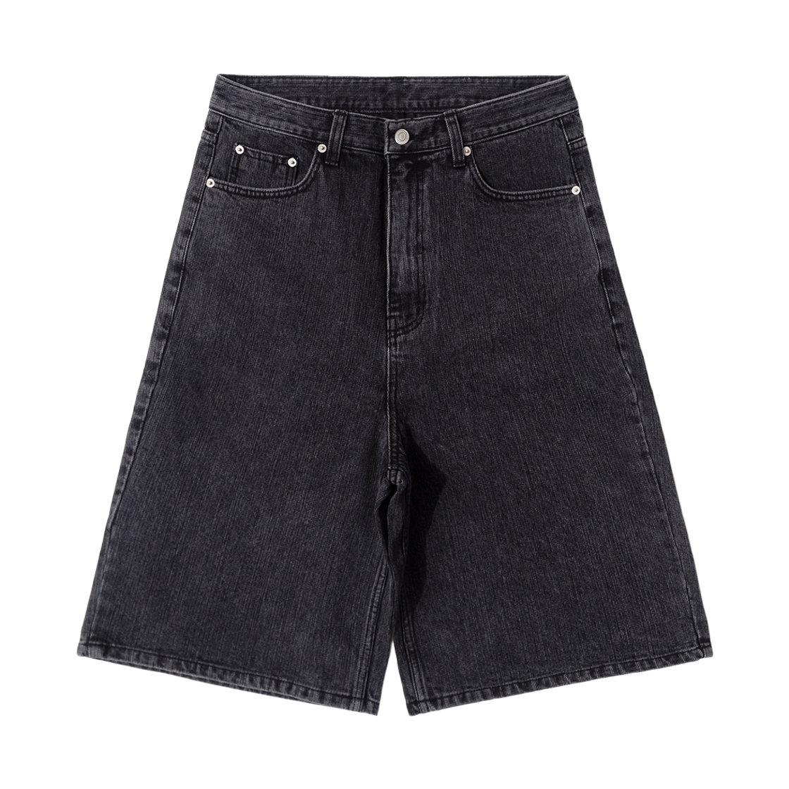 Q5MMST005BLK QT8 GARMENTS Chain Denim Wide Bermuda Shorts Black - 대표 이미지 #1