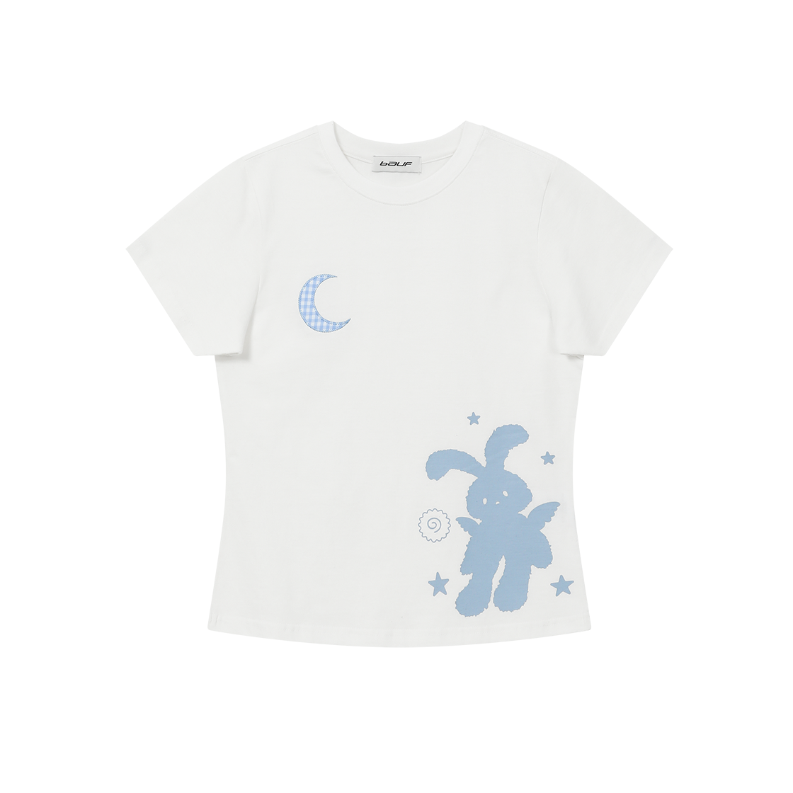 BT25HS-WWHT3 BAUF Moon Rabbit Slim Fit T-Shirt White