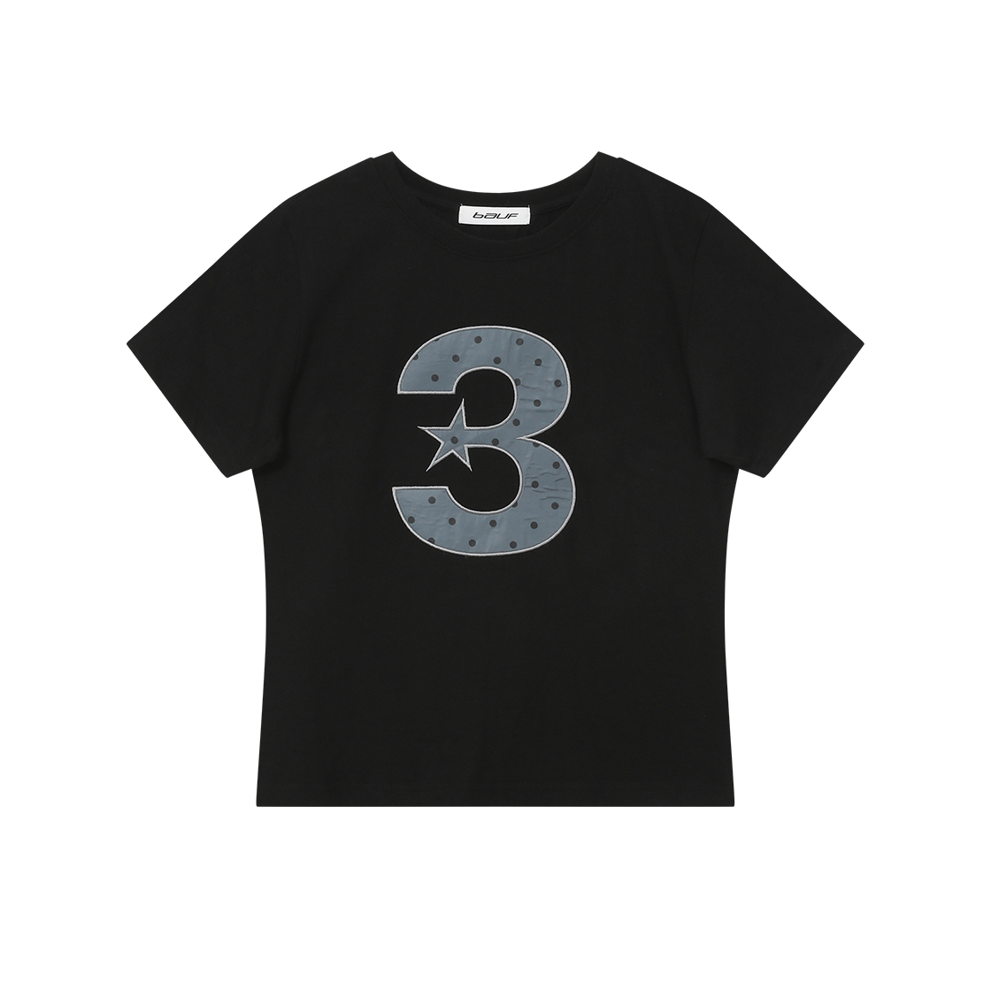 BT25SS-WBLK9 BAUF 3 logo dot slim fit t-shirt black
