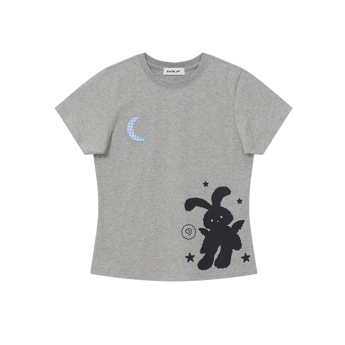 BT25HS-WGRY3 BAUF Moon Rabbit Slim Fit T-Shirt Gray