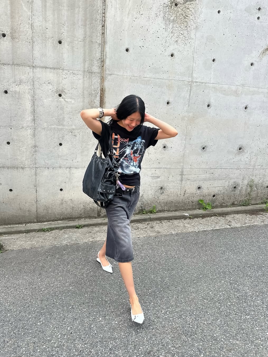 Honda Lighting Hunter Cub Short Sleeve Black, Honda Wing Logo Carpenter Bermuda Pants Charcoal 착용 스타일 - 2