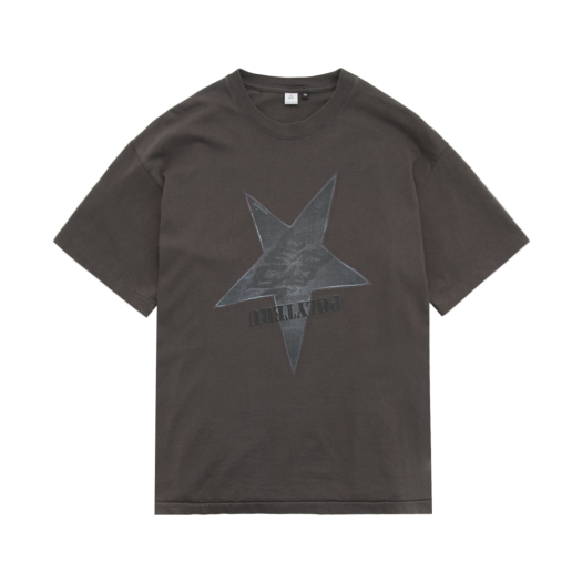 PL5OTS2002CJ Polyteru 1/2 Graphic T-Shirt 'Reverse Star' Washed Charcoal Brown