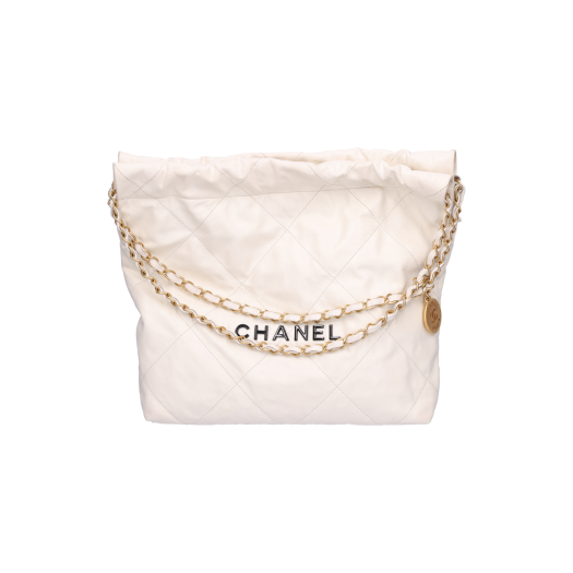 ITIBWKEVM8HQ CHANEL 22 Small Handbag in Caviar Leather White & Black with Gold-Tone Hardware