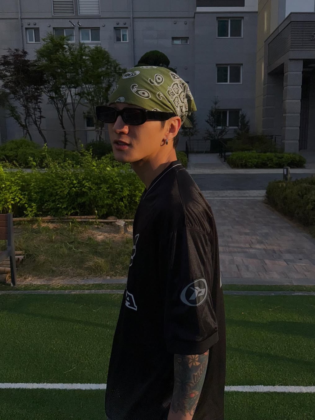 Honda Original Wing Logo Mesh T-Shirt Black 착용 스타일 - 3