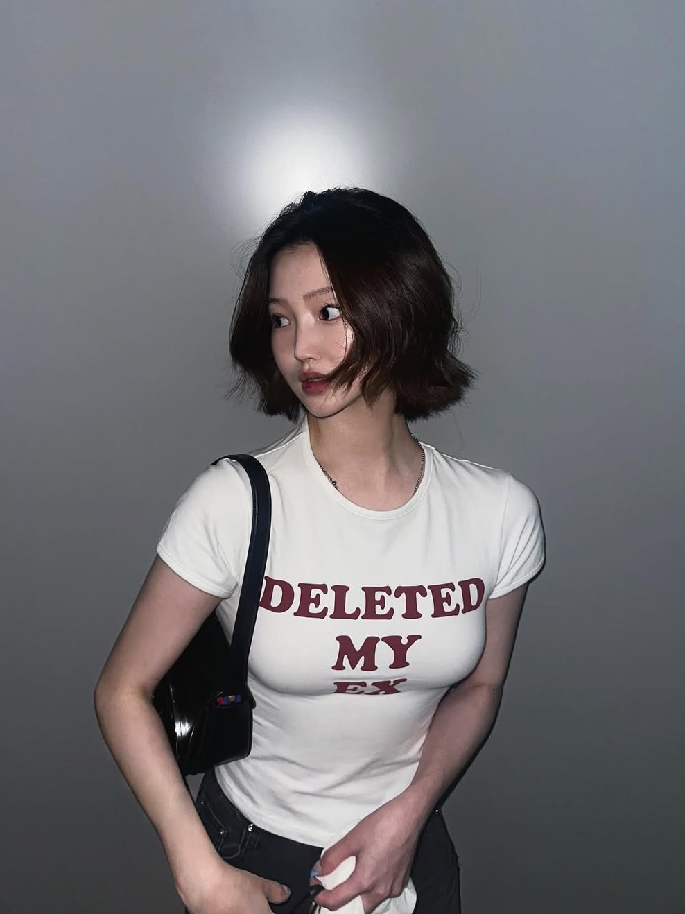 GRAILZ Deleted My Ex Crop Top White 착용 스타일