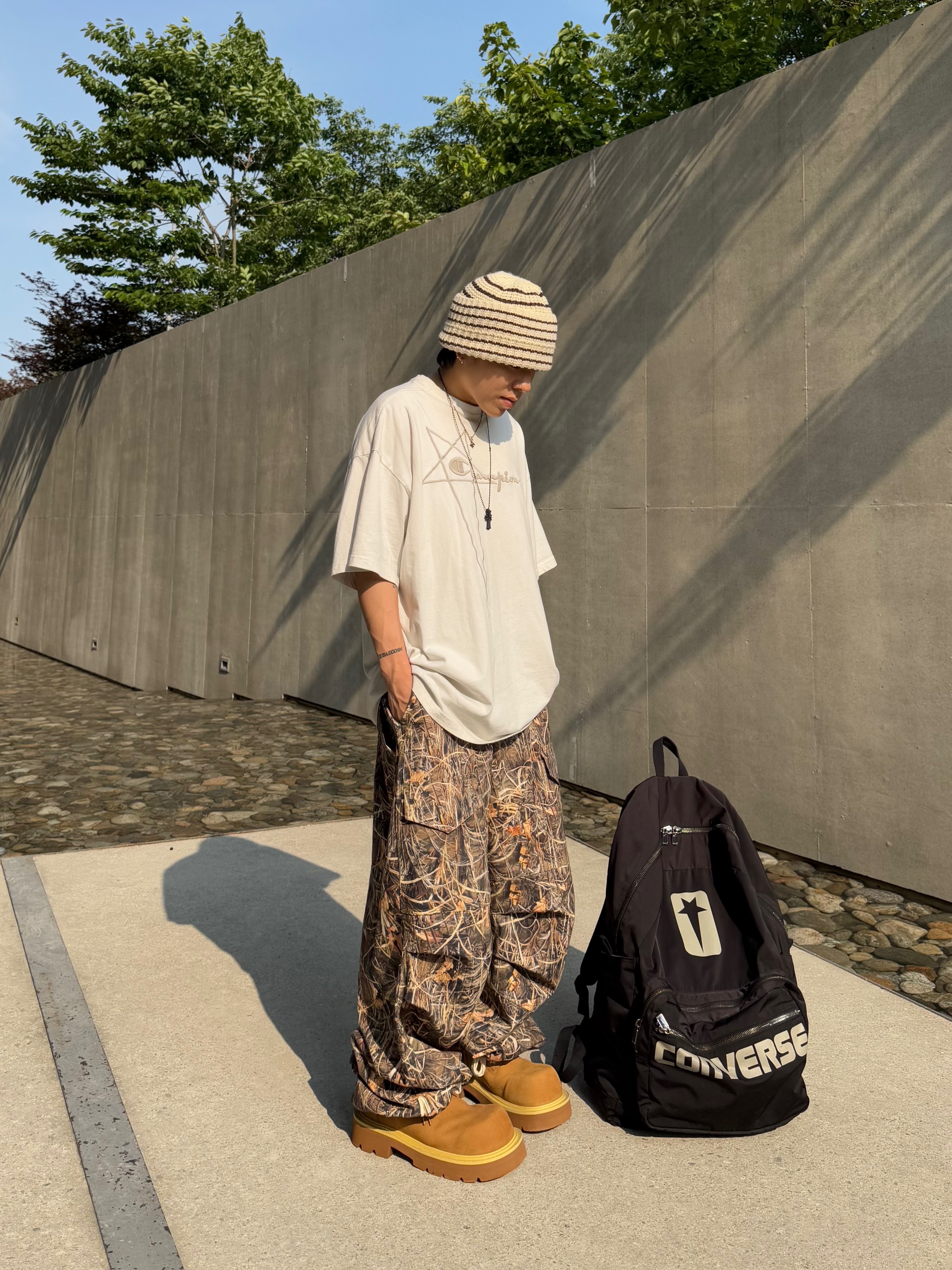 Converse x Drkshdw Oversized Backpack Black, Wapworks Wide Safety Cargo Pants Mold 착용 스타일 - 5