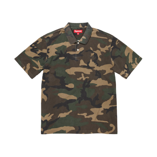 Supreme Washed Camo Polo Woodland Camo - 25SS