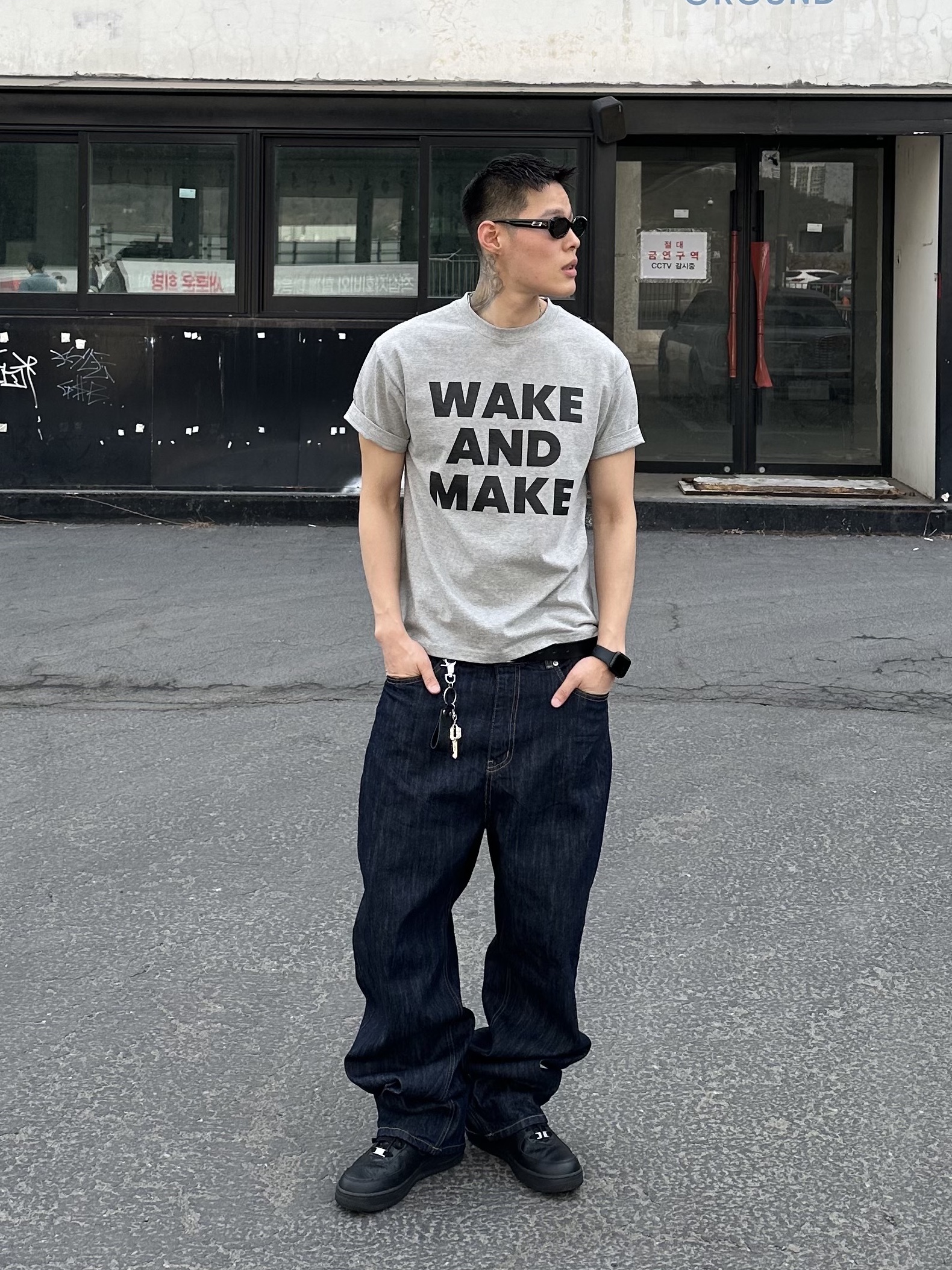 Nike x Supreme Air Force 1 Low Black 착용 스타일 - 4