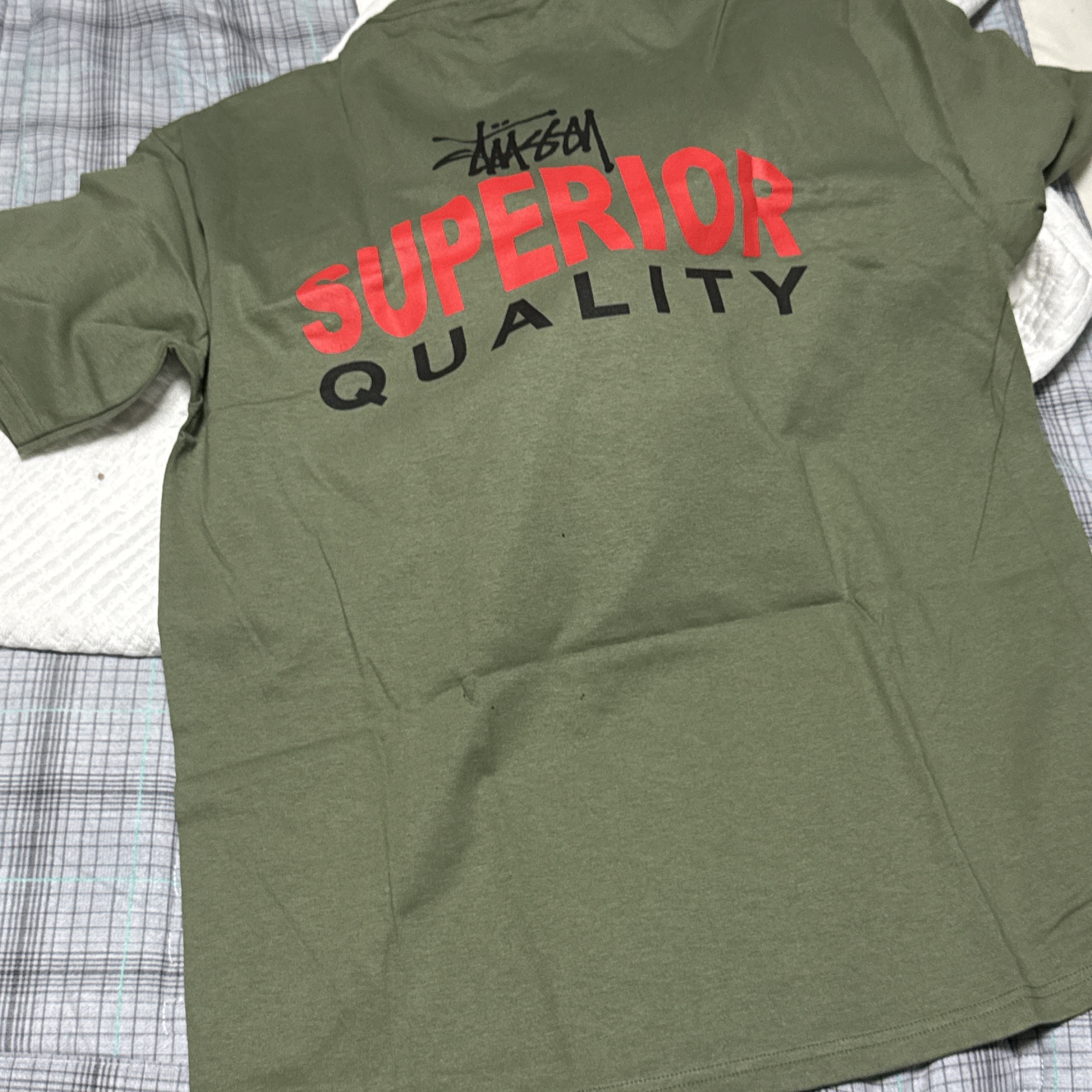 Stussy Superior Quality T-Shirt Olive 착용 스타일 - 2