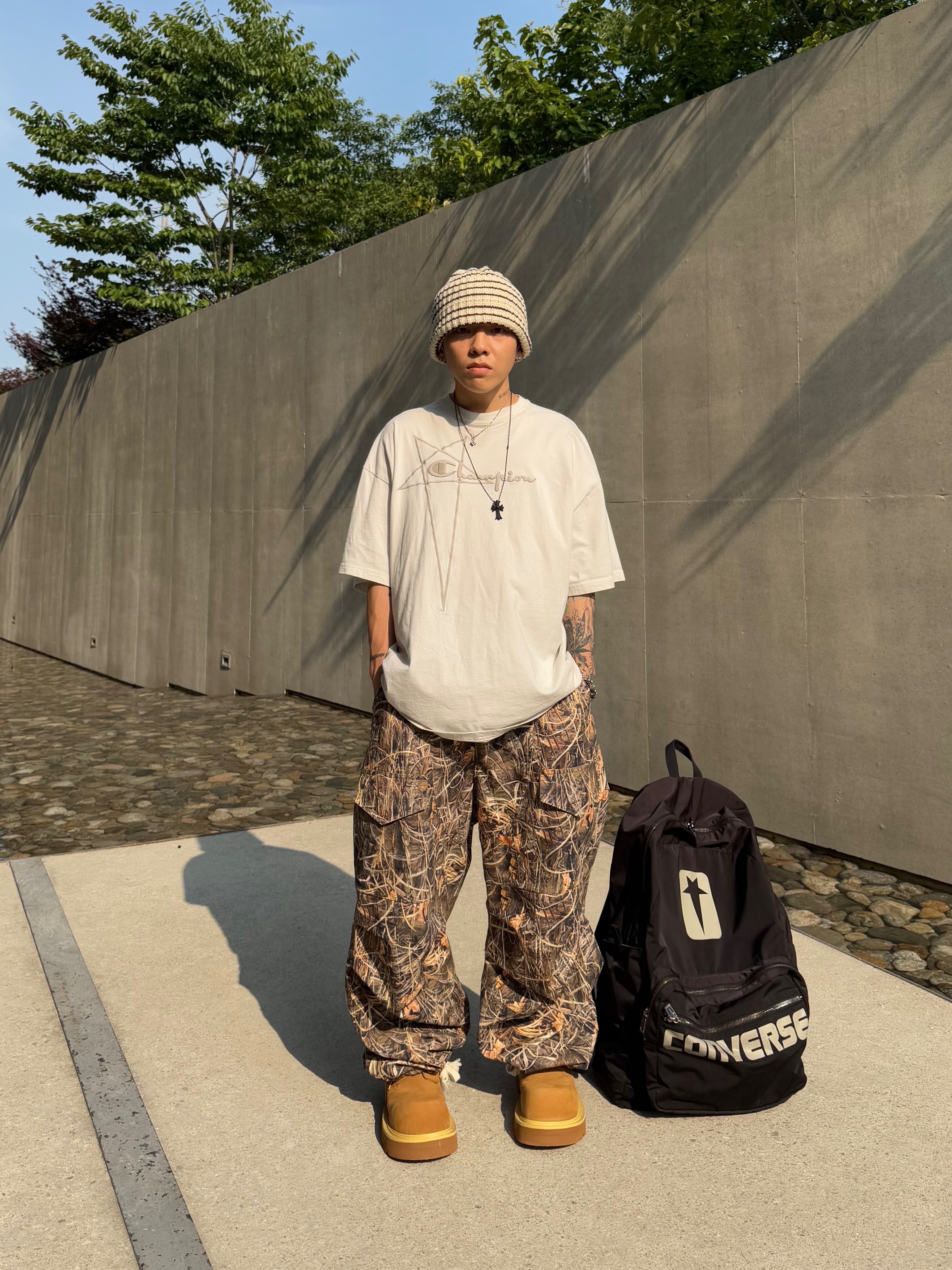Converse x Drkshdw Oversized Backpack Black, Wapworks Wide Safety Cargo Pants Mold 착용 스타일 - 3