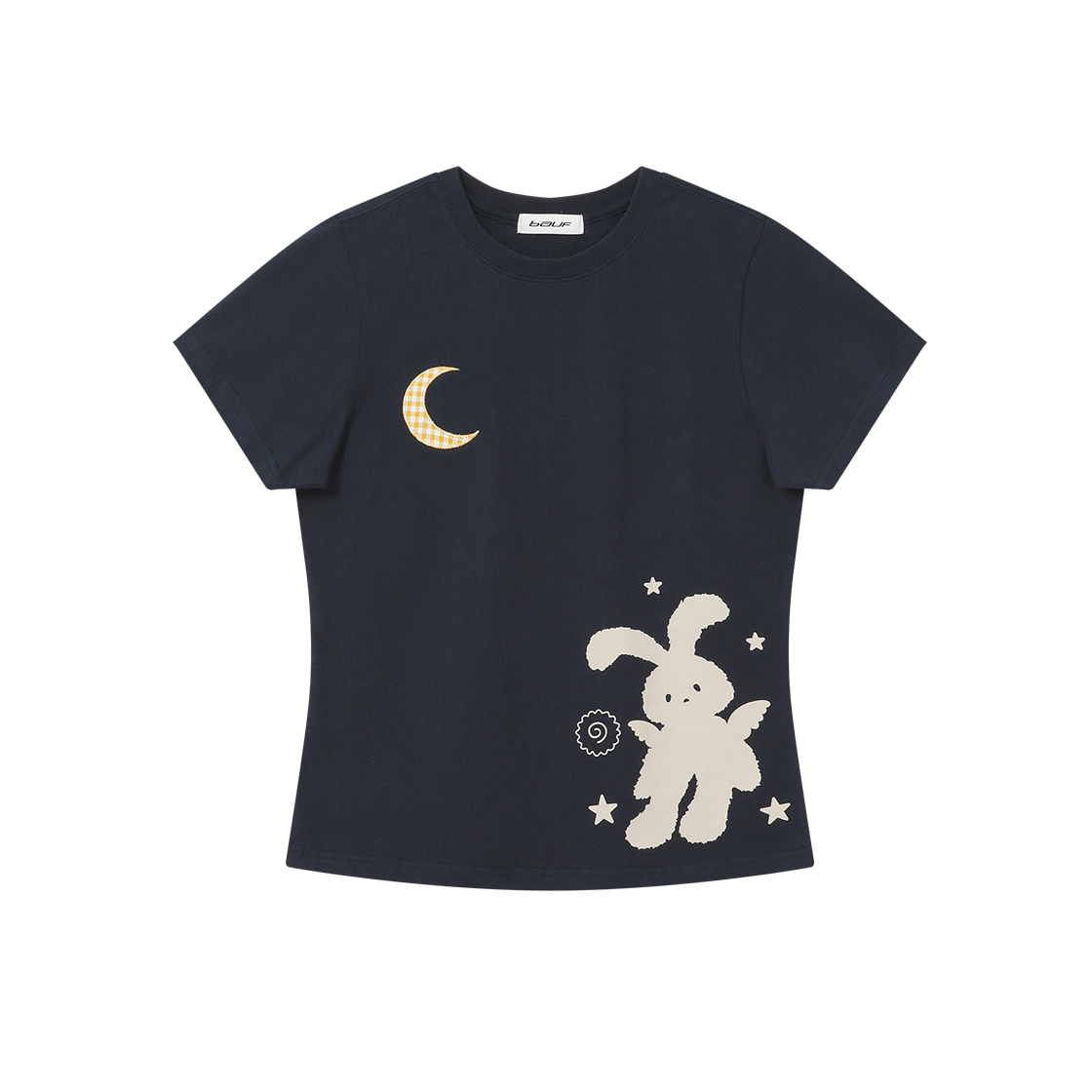 BT25HS-WNVY3 BAUF Moon Rabbit Slim Fit T-Shirt Navy