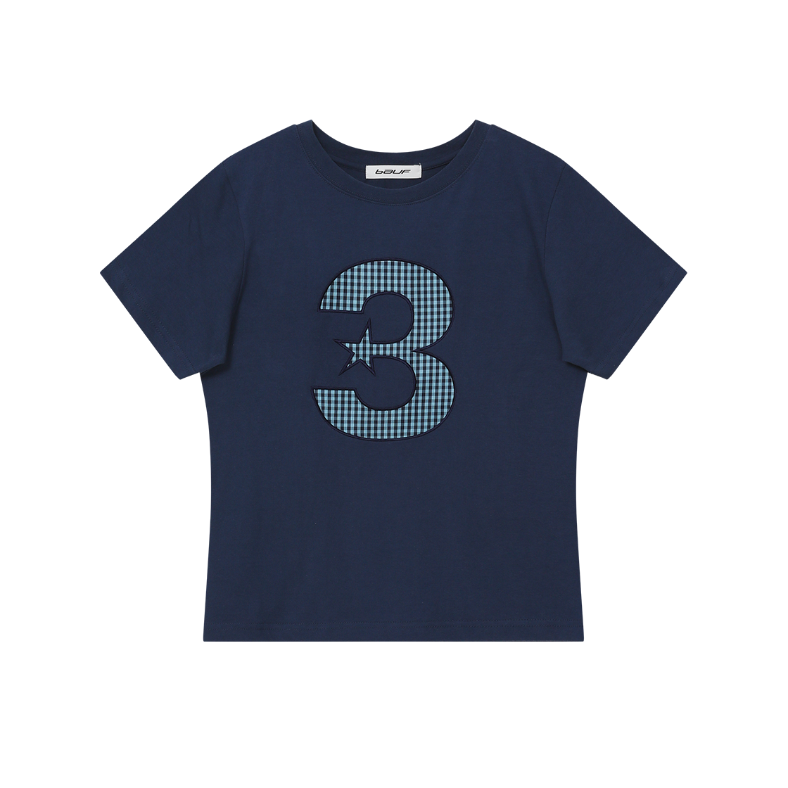 BT25SS-WNVY9 BAUF 3 logo check slim fit t-shirt navy