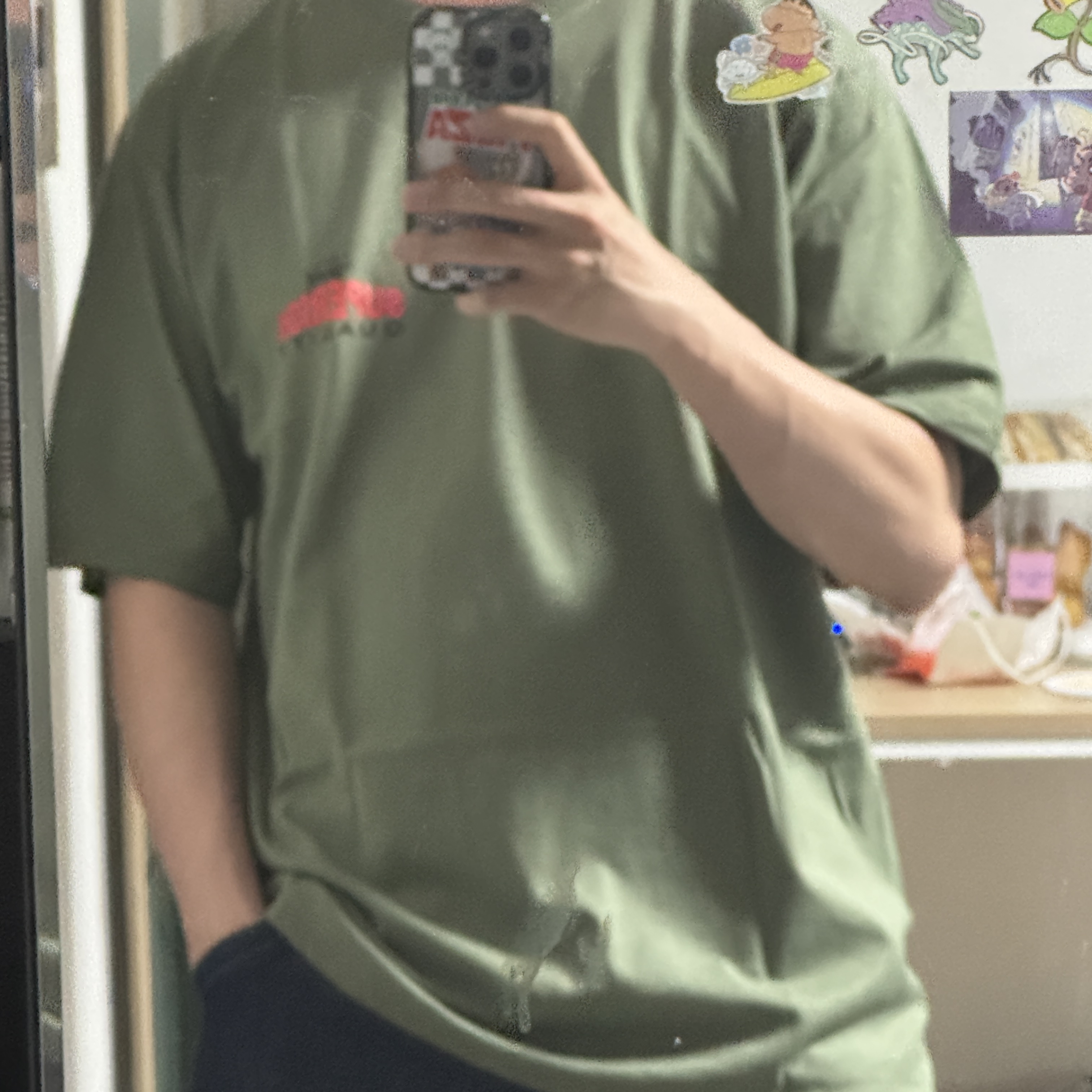 Stussy Superior Quality T-Shirt Olive 착용 스타일 - 1